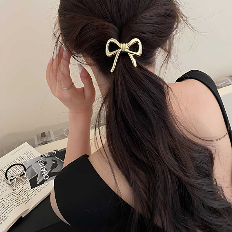 여성을위한 한국어 절묘한 금속 활 머리 밧줄 포니 테일 - Silicone Band Women 리뷰 및 가격