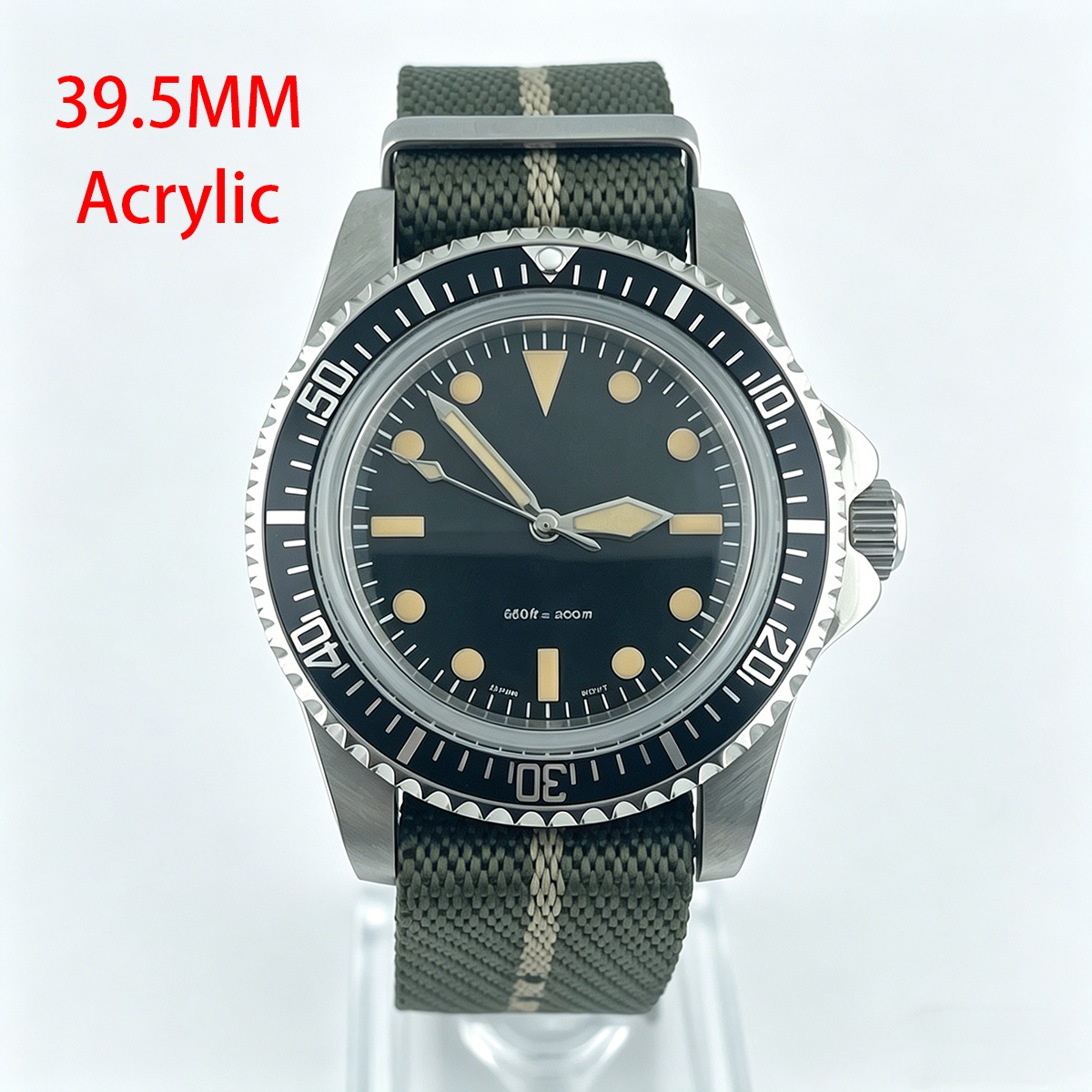 39.5mm 다이버 레트로 시계, 캘린더 없음, 아크릴 - Tropic Strap Vintage 리뷰 및 가격